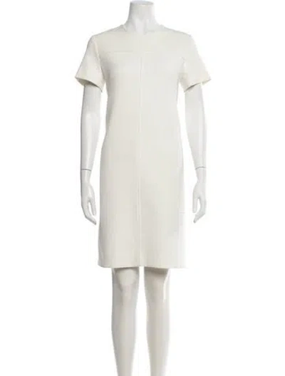 Pre-owned Lela Rose Crew Neck Mini Dress In Neutral