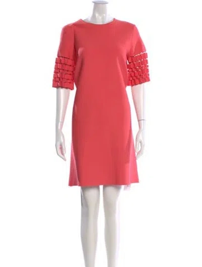 Pre-owned Lela Rose Crew Neck Mini Dress In Pink
