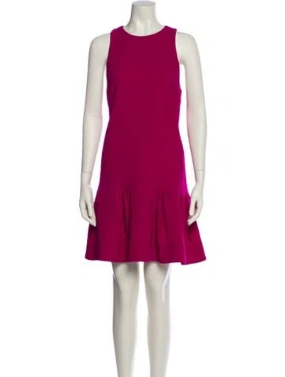 Pre-owned Lela Rose Crew Neck Mini Dress In Pink