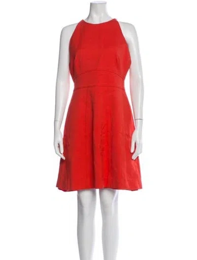 Pre-owned Lela Rose Crew Neck Mini Dress In Red