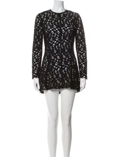 Pre-owned Lela Rose Crew Neck Mini Dress W/ Tags In Black