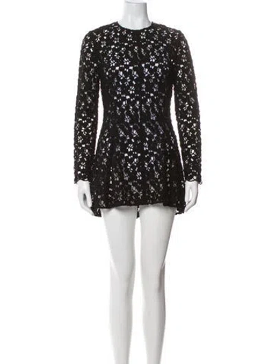 Pre-owned Lela Rose Crew Neck Mini Dress W/ Tags In Black