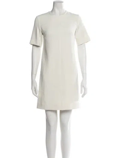 Pre-owned Lela Rose Crew Neck Mini Dress In White