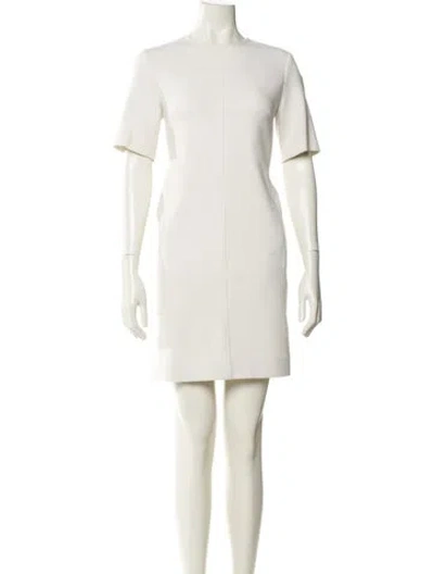 Pre-owned Lela Rose Crew Neck Mini Dress In White