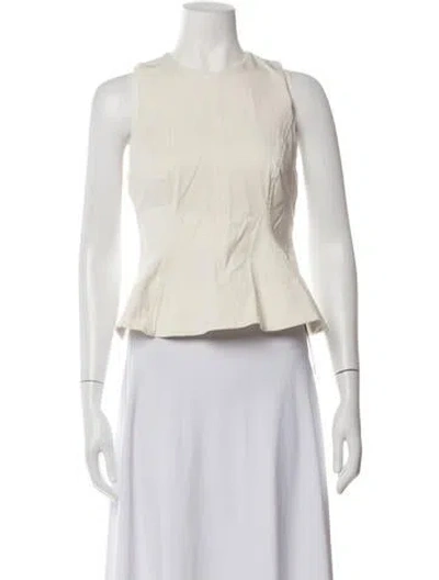 Pre-owned Lela Rose Crew Neck Sleeveless Blouse In Neutrals