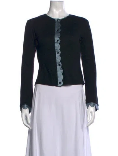 Pre-owned Lela Rose Crew Neck Sweater In Black