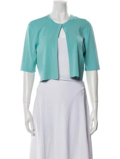 Pre-owned Lela Rose Crew Neck Three-quarter Sleeve Crop Top In Multi