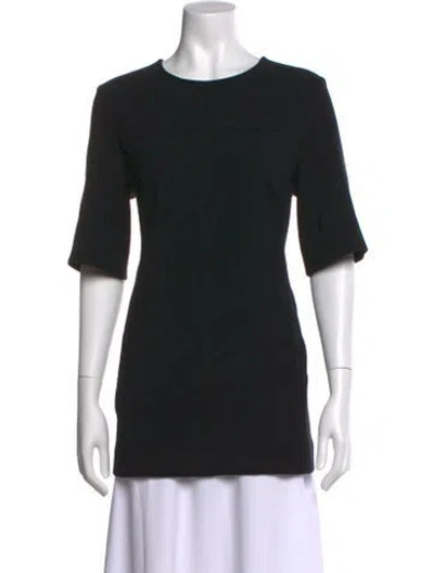 Pre-owned Lela Rose Crew Neck Three-quarter Sleeve Top In Black