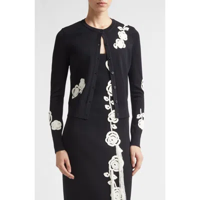Lela Rose Crochet Appliqué Cardigan In Multi