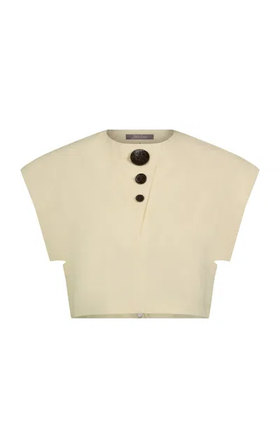 Lela Rose Cropped Stretch-cotton Top