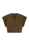 Lela Rose Cropped Stretch-cotton Top In Brown