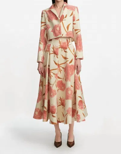 Lela Rose Cropped Tucked Jacket In Pink Multi