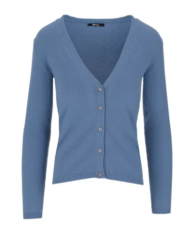 Lela Rose Cropped V-neck Cardigan In Blue