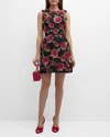 Lela Rose Embroidered Floral Sleeveless Mini Dress In Pink