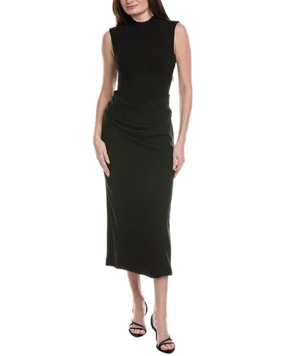 Lela Rose Cummerbund Wool-blend Dress In Black