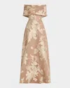 Lela Rose Deedie Floral Fil Coupe Off-the-shoulder Gown In Nude