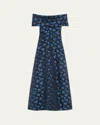 Lela Rose Deedie Guipure Lace Off-shoulder Gown In Cornflower
