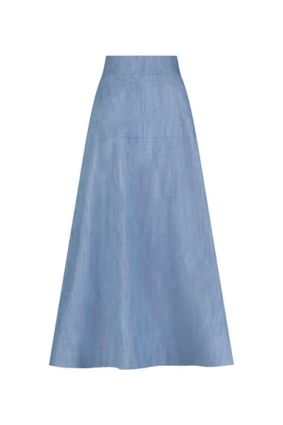 Lela Rose Denim A-line Skirt In Blue