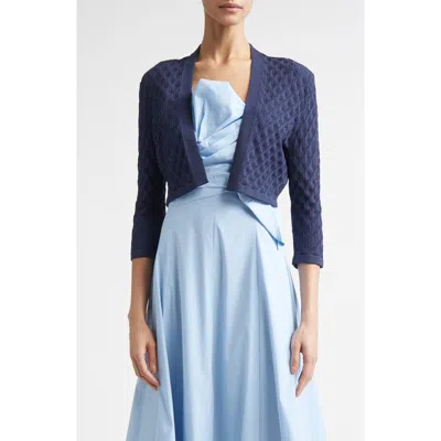 Lela Rose Diamond Pointelle Bolero In Blue