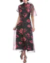 Lela Rose Draped Bodice Midi Dress In Multi