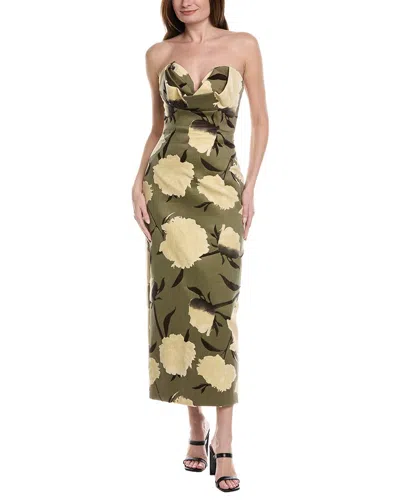 Lela Rose Draped Bust Sheath Dress In Green
