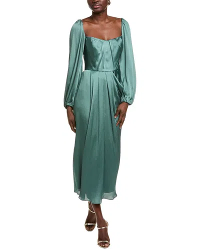 Lela Rose Draped Midi Dress In Green