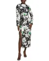 Lela Rose Draped Sheath Dress In Black Multi
