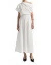 Lela Rose Draped Shoulder Midi Dress In Ivory In Multi