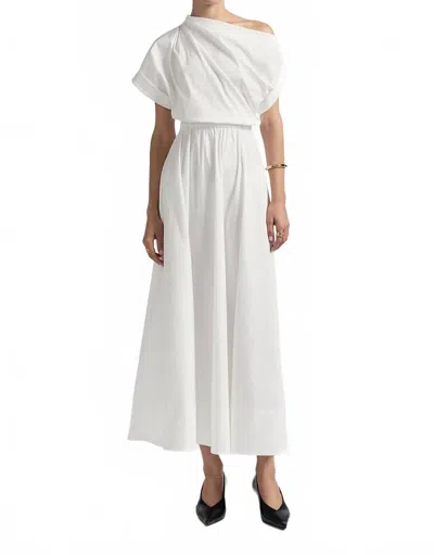 Lela Rose Draped Shoulder Midi Dress In Ivory In Multi
