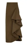 Lela Rose Draped Stretch-cotton Maxi Skirt