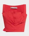 Lela Rose Draped Tulip Crop Tank Top In Poppy