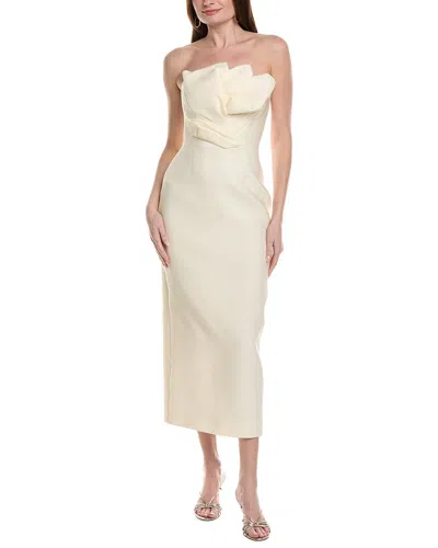 Lela Rose Draped Tulip Silk-blend Sheath Dress In White