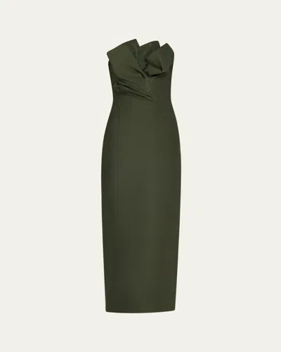 Lela Rose Draped Tulip Strapless Sheath Ankle Dress