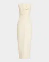 Lela Rose Draped Tulip Strapless Sheath Ankle Dress