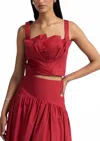 Lela Rose Draped Tulip Tank Top In Poppy In Red