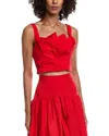 Lela Rose Draped Tulip Crop Tank Top In Red