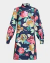 Lela Rose Elizabeth Floral Crepe Long-sleeve Shift Dress