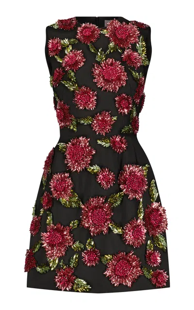 Lela Rose Embroidered Floral Sleeveless Mini Dress In Pink