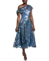 Lela Rose Evelyn Off The Shoulder Metallic Fil Coupe Midi Dress In Oxford