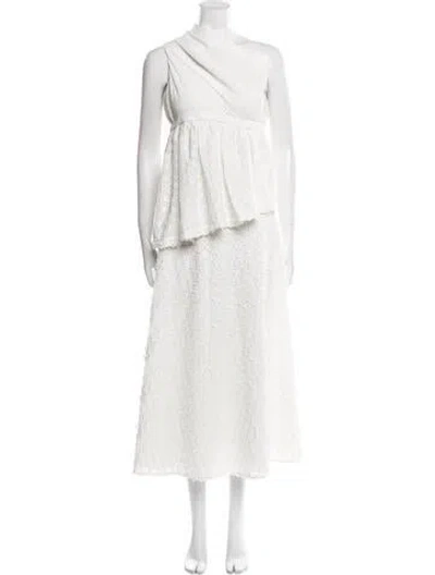Pre-owned Lela Rose Eyelet Trim Skirt Set In White