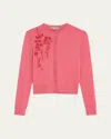 Lela Rose Floral Embroidered Cardigan In Pink