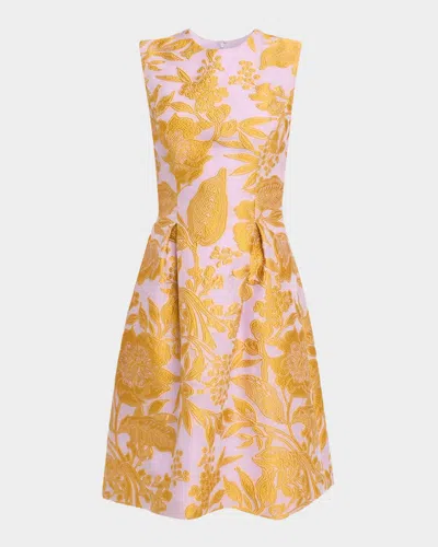 Lela Rose Floral Fil Coupe Off-the-shoulder Gown In Multi