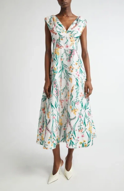 Lela Rose Floral Jacquard Fit & Flare Dress In Multi
