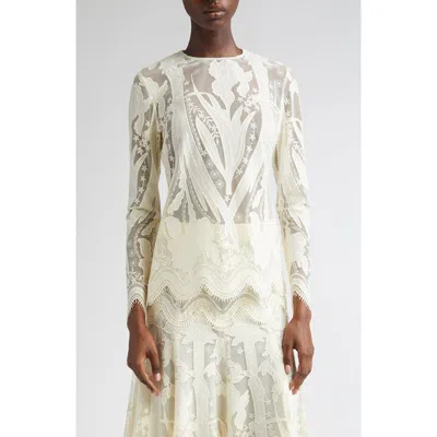 Lela Rose Floral Lace Top In White