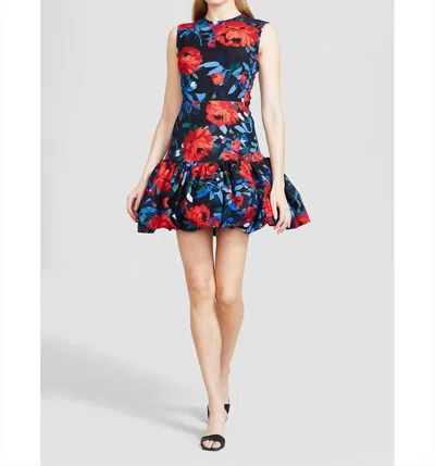Lela Rose Floral-print Bubble Hem Mini Dress In Multi