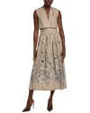 Lela Rose Floral Poplin Dress In Brown