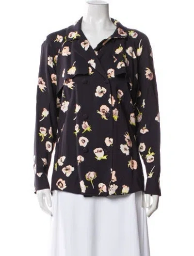 Pre-owned Lela Rose Floral Print Evening Jacket In Gray