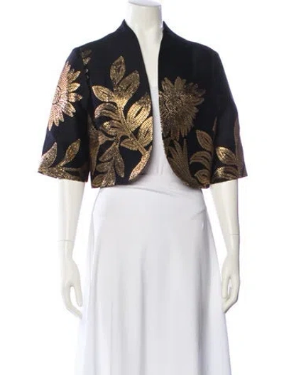 Pre-owned Lela Rose Floral Print Jacket W/ Tags In Black