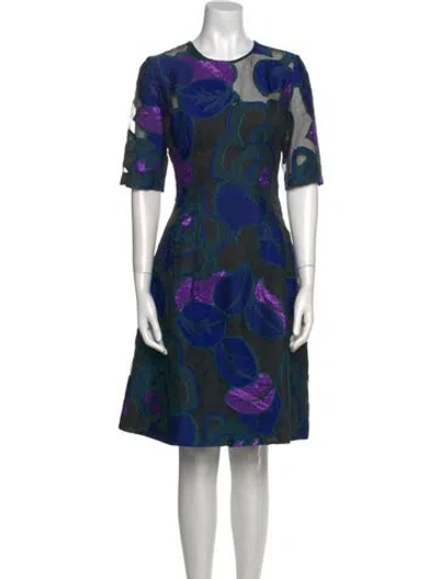 Pre-owned Lela Rose Floral Print Knee-length Dress