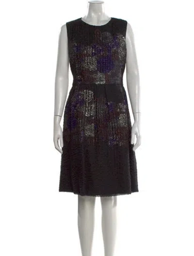 Pre-owned Lela Rose Floral Print Knee-length Dress